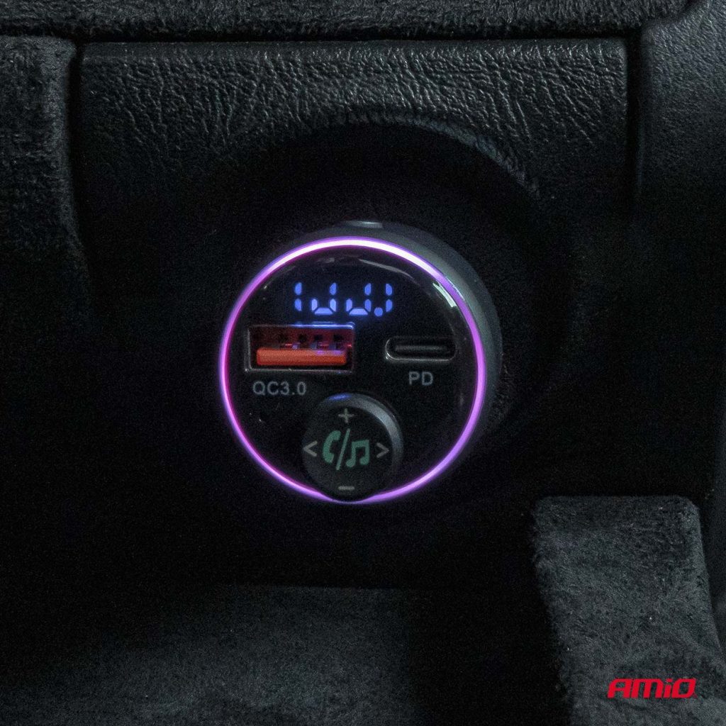 Εικόνα 3 από 11 — Amio – FM Transmitter Αυτοκινήτου 12/24V με 1xUSB Type-A και 1xUSB Type-C – 1 τεμ. (04655/AM)