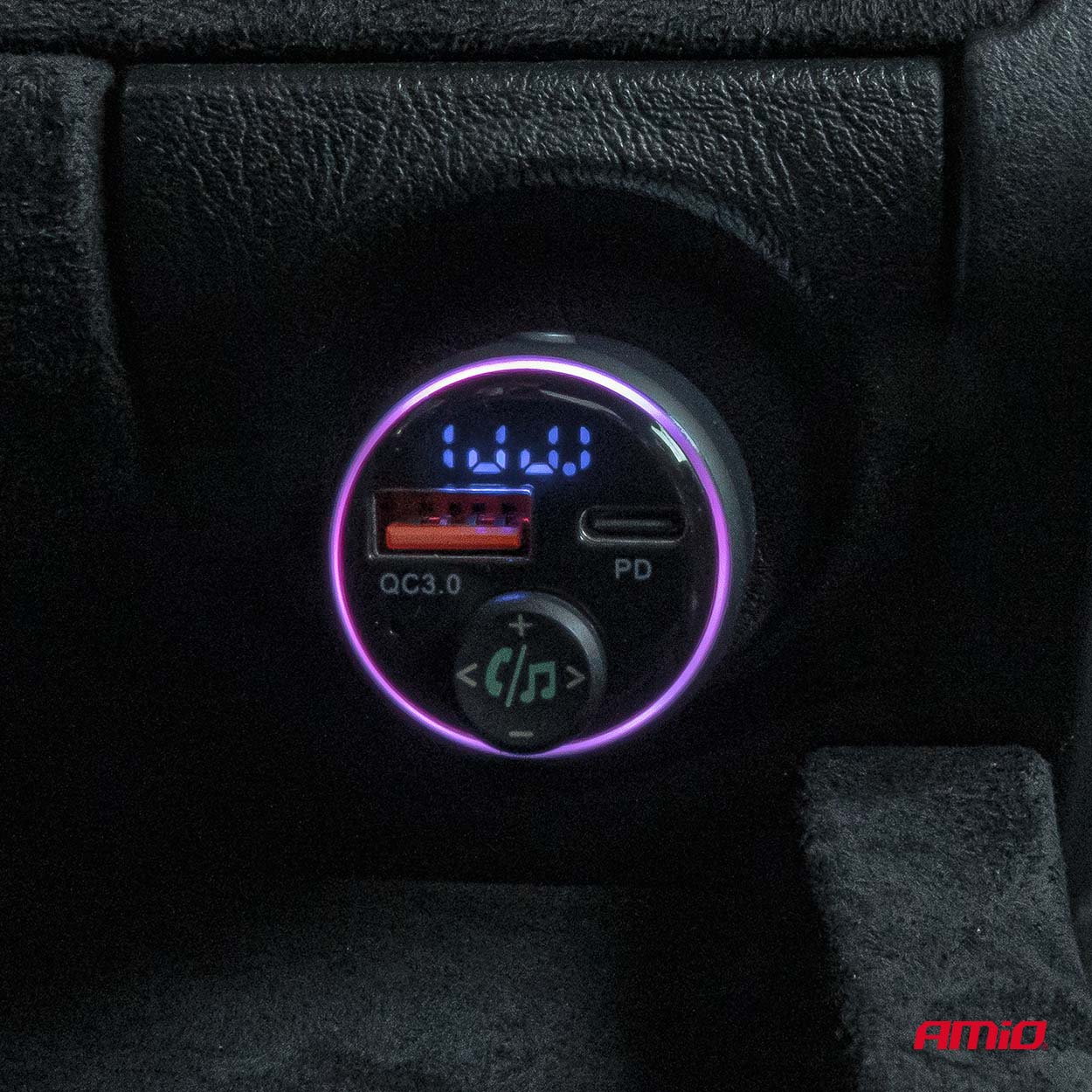 Εικόνα 3 από 11 — Amio – FM Transmitter Αυτοκινήτου 12/24V με 1xUSB Type-A και 1xUSB Type-C – 1 τεμ. (04655/AM)