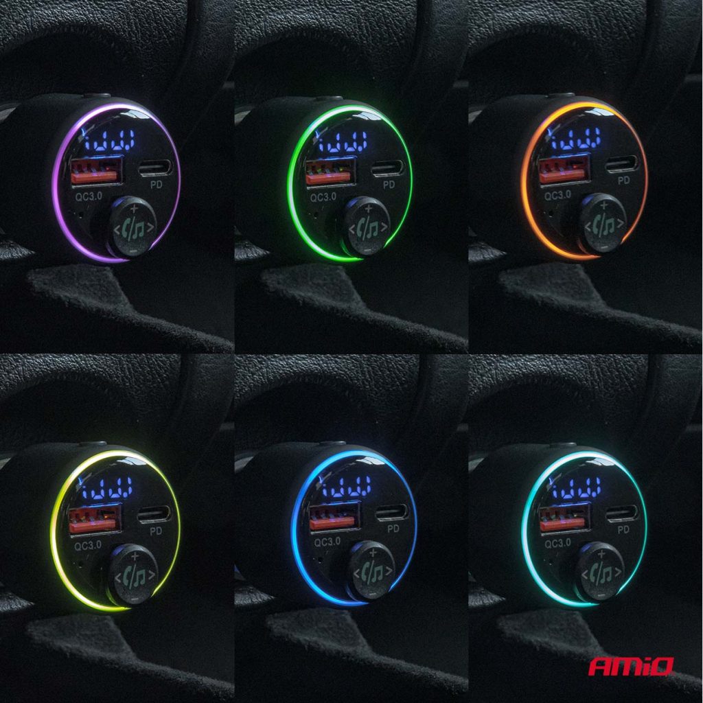 Εικόνα 5 από 11 — Amio – FM Transmitter Αυτοκινήτου 12/24V με 1xUSB Type-A και 1xUSB Type-C – 1 τεμ. (04655/AM)