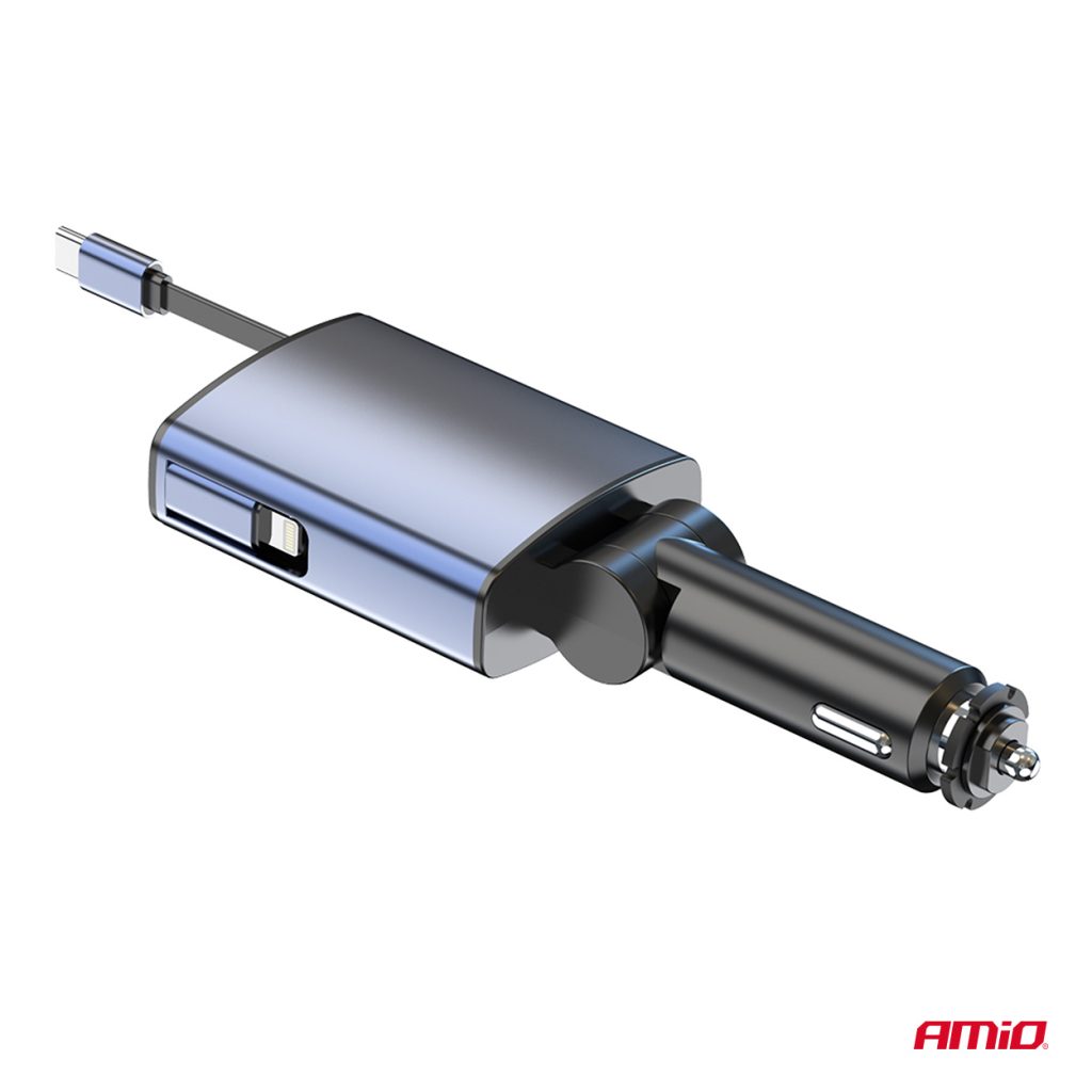 Εικόνα 6 από 12 — Amio – FM Transmitter Αυτοκινήτου 12/24V με 1xUSB Type-A, 1xUSB Type-C και Ενσωματωμένο Καλώδιο Φόρτισης Type-C – 1 τεμ. (04656/AM)