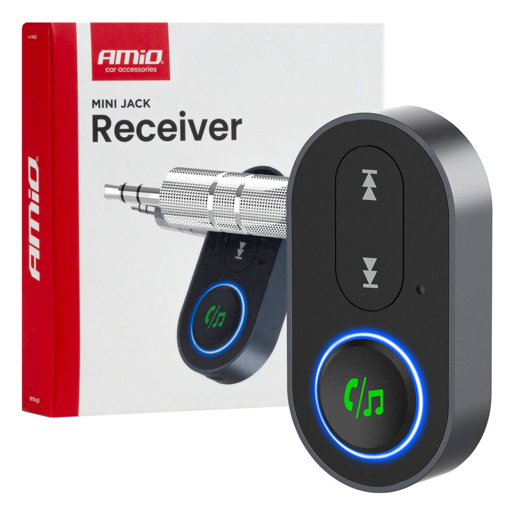 Εικόνα 1 από 10 — Amio – Bluetooth Δέκτης (Receiver) για Ασύρματη Μετάδοση Ήχου με υποδοχή Mini Jack 3.5mm για Αυτοκίνητα και Ηχοσυστήματα – 1 τεμ. (04658/AM)