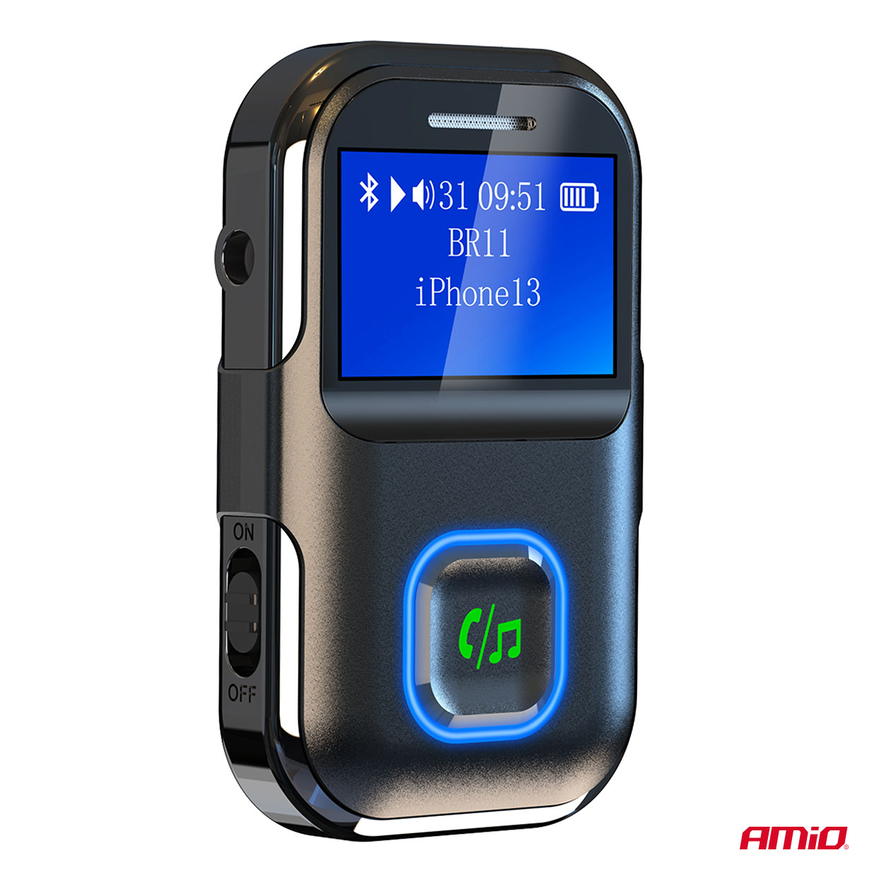 Εικόνα 3 από 9 — Amio – Bluetooth Δέκτης (Receiver) BTR-03 για Ασύρματη Μετάδοση Ήχου με υποδοχή Mini Jack 3.5mm και Οθόνη LCD – 1 τεμ. (04659/AM)