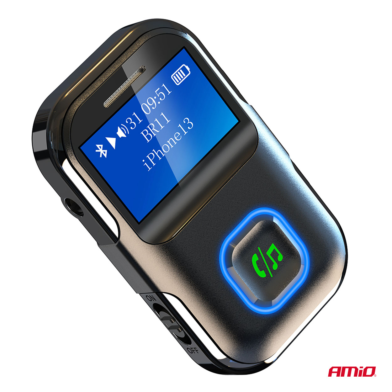Εικόνα 4 από 9 — Amio – Bluetooth Δέκτης (Receiver) BTR-03 για Ασύρματη Μετάδοση Ήχου με υποδοχή Mini Jack 3.5mm και Οθόνη LCD – 1 τεμ. (04659/AM)