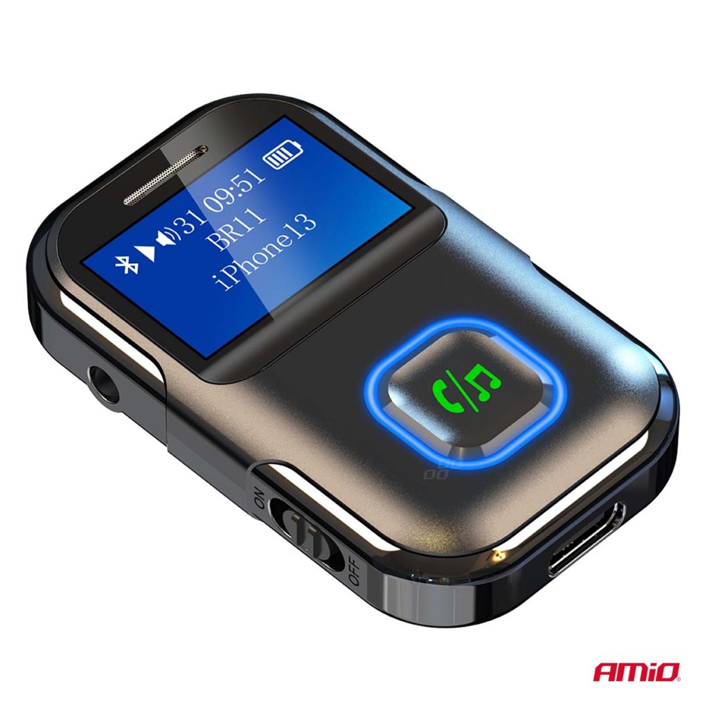 Εικόνα 5 από 9 — Amio – Bluetooth Δέκτης (Receiver) BTR-03 για Ασύρματη Μετάδοση Ήχου με υποδοχή Mini Jack 3.5mm και Οθόνη LCD – 1 τεμ. (04659/AM)