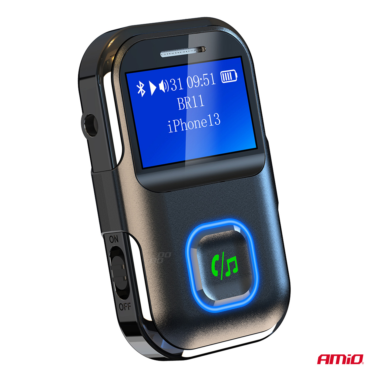 Εικόνα 6 από 9 — Amio – Bluetooth Δέκτης (Receiver) BTR-03 για Ασύρματη Μετάδοση Ήχου με υποδοχή Mini Jack 3.5mm και Οθόνη LCD – 1 τεμ. (04659/AM)