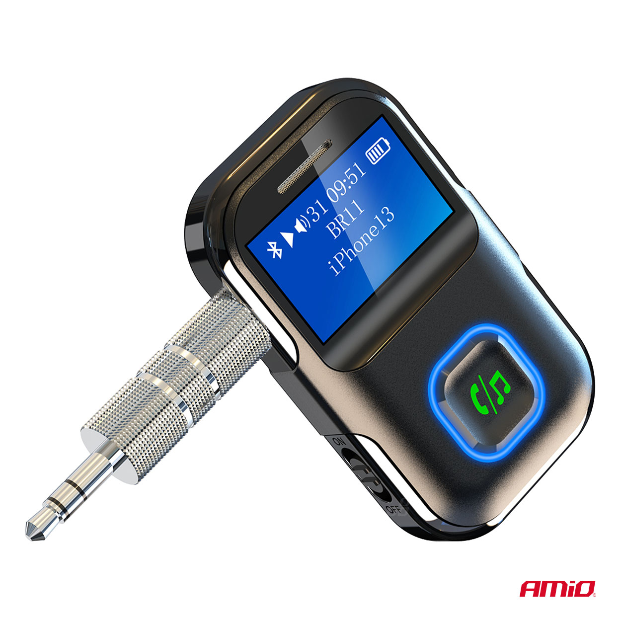 Εικόνα 8 από 9 — Amio – Bluetooth Δέκτης (Receiver) BTR-03 για Ασύρματη Μετάδοση Ήχου με υποδοχή Mini Jack 3.5mm και Οθόνη LCD – 1 τεμ. (04659/AM)