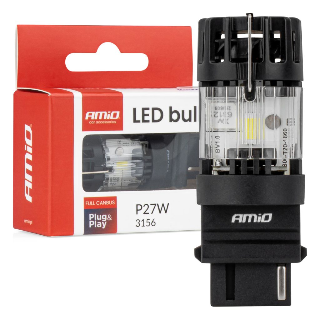 Εικόνα 1 από 5 — Amio – LED CSP P27W 3156 Καρφωτό 12V 66W 4800lm 6500K Full CANBUS για Όπισθεν & Ισχυρό Φως – 1 Τεμ. (04690/AM)