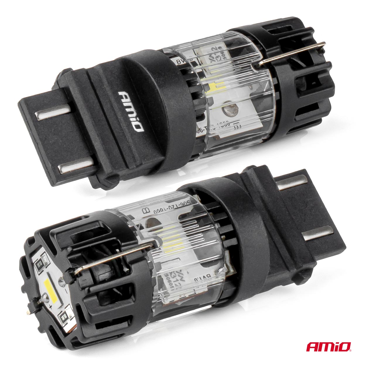 Εικόνα 2 από 5 — Amio – LED CSP P27/7W 3157 Καρφωτό 12V 66W 4800lm 6500K Full CANBUS για Στοπ & Θέσης Ισχυρό Φως – 1 Τεμ. (04691/AM)