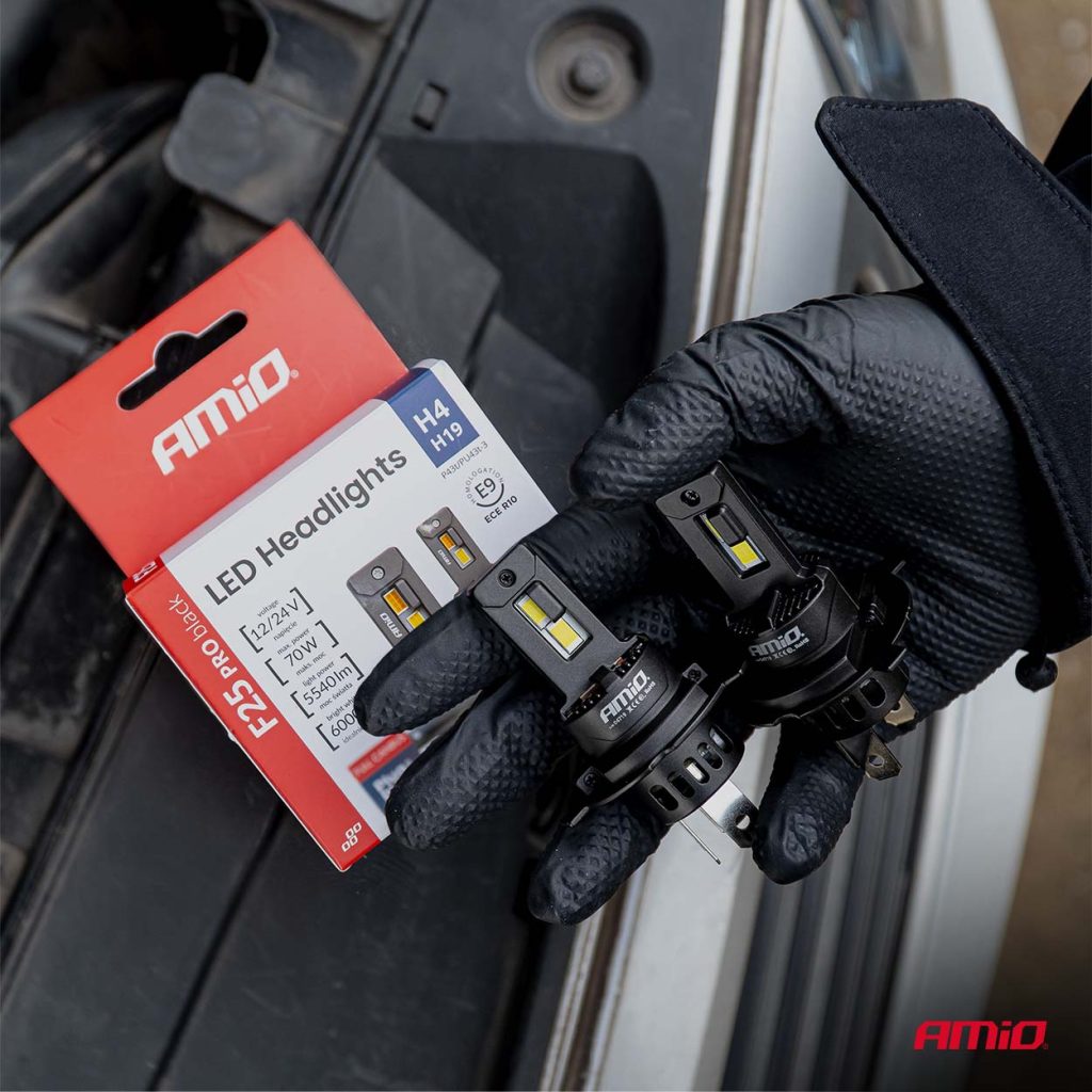 Εικόνα 7 από 9 — Amio – Λαμπτήρες LED F25 PRO Black Edition H4/H19 70W 12-24V Full CAN Bus με Φωτεινότητα 8000lm σε Ψυχρό Λευκό 6000K για Επιβατικά Αυτοκίνητα & Φορτηγά – Σετ 2 τεμ. (04719/AM)
