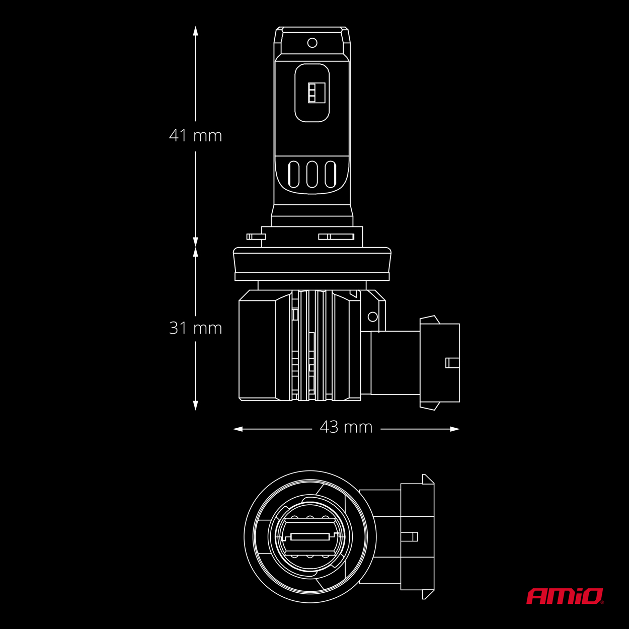 Εικόνα 5 από 7 — AMiO – Λάμπες LED F26 Pro Series H8/H9/H11/H16 12/24V 68W 2900-3550lm 6.000K Full Can-Bus Plug&Play – 2 Τεμ. (04873/AM)