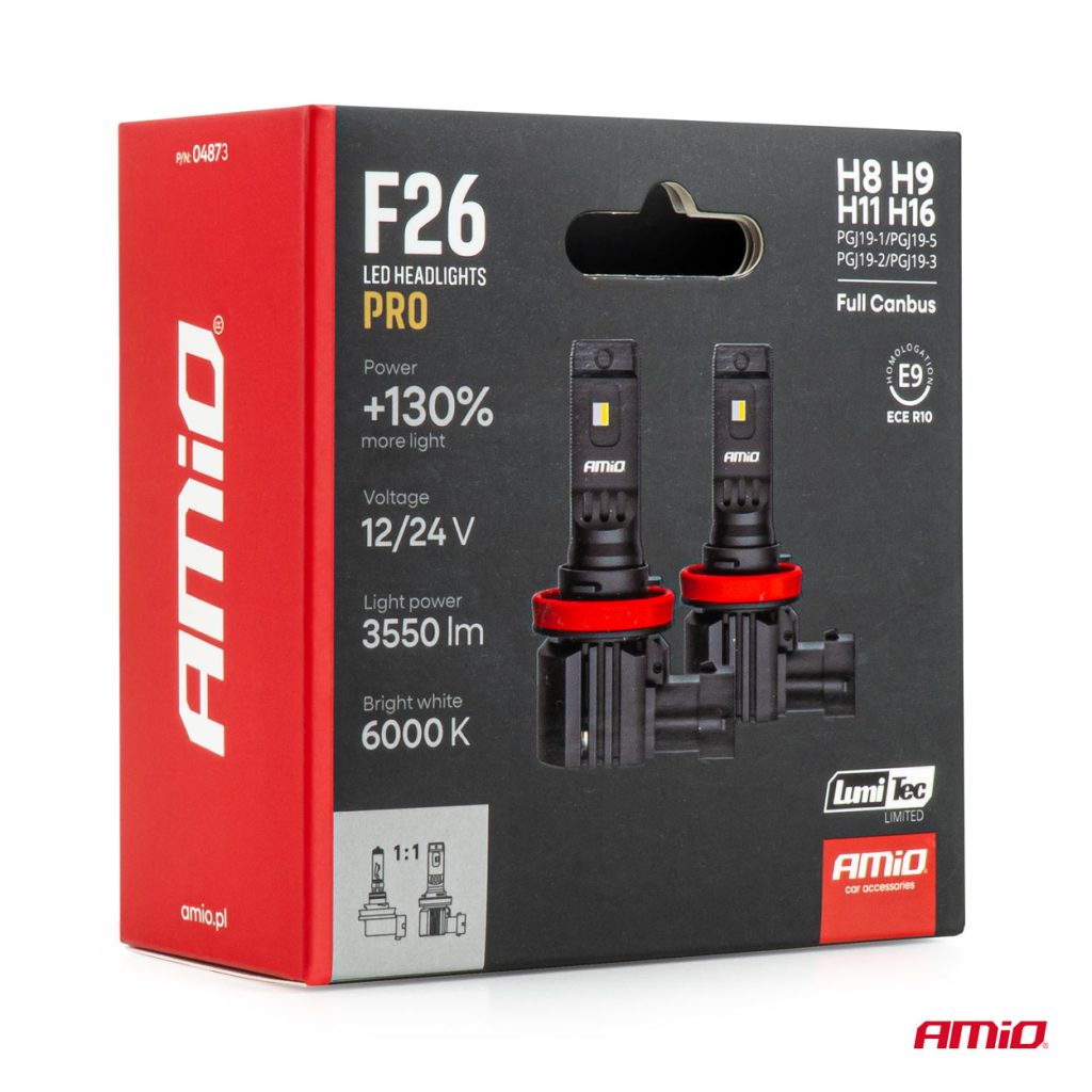 Εικόνα 7 από 7 — AMiO – Λάμπες LED F26 Pro Series H8/H9/H11/H16 12/24V 68W 2900-3550lm 6.000K Full Can-Bus Plug&Play – 2 Τεμ. (04873/AM)