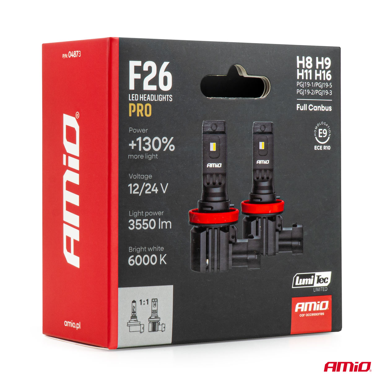 Εικόνα 7 από 7 — AMiO – Λάμπες LED F26 Pro Series H8/H9/H11/H16 12/24V 68W 2900-3550lm 6.000K Full Can-Bus Plug&Play – 2 Τεμ. (04873/AM)