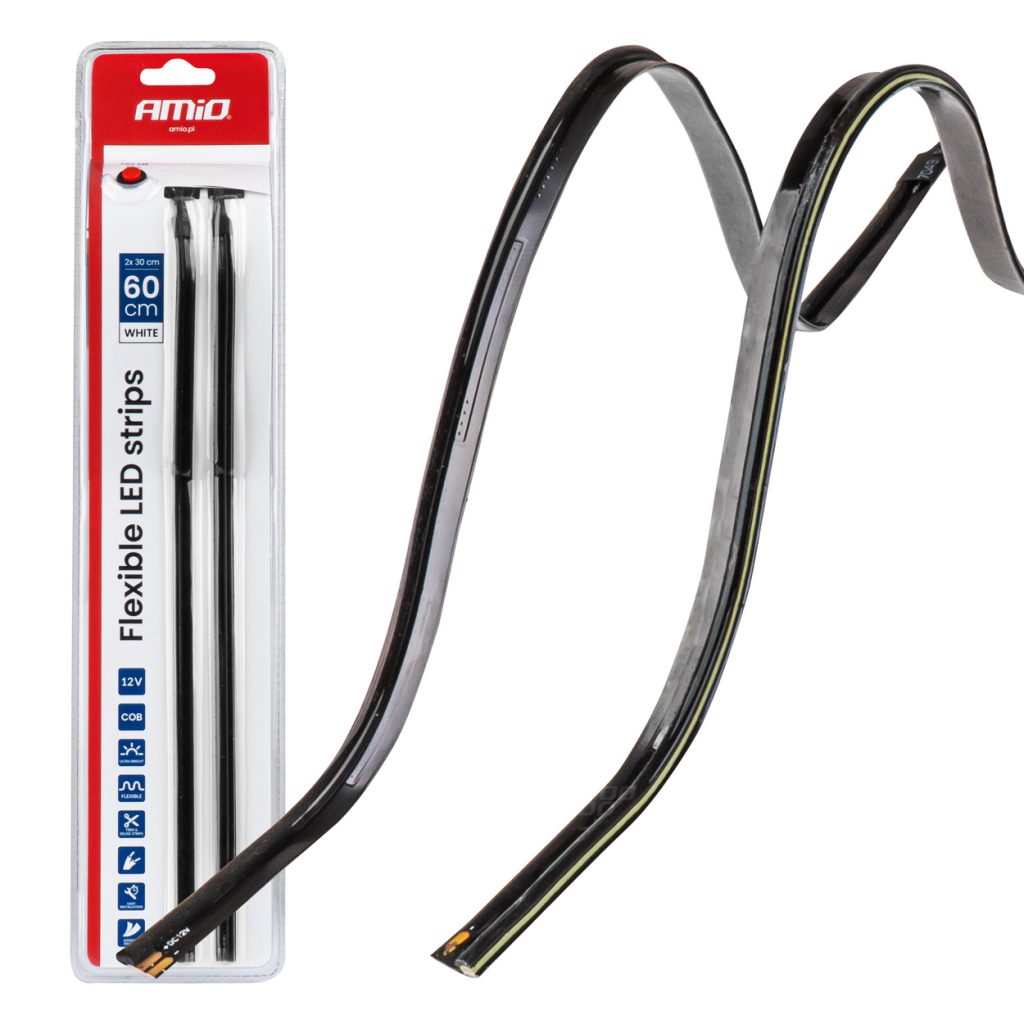 Εικόνα 1 από 8 — Amio – Ταινία LED COB 12V Λευκή 2x30cm Flexible Πλαϊνού Φωτισμού για Σήμανση & Καθαρό Φως – Σετ 2 Τεμ. (04575/AM)
