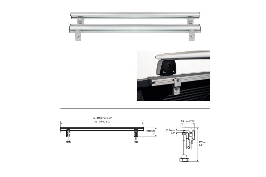 Εικόνα 4 από 4 — ΒΑΣΕΙΣ ΣΤΗΡΙΞΗΣ ΑΛΟΥΜΙΝΙΟΥ TBR FIXING PROFILE KIT M 116,6 cm ΣΕ ΑΣΗΜΙ ΧΡΩΜΑ ΜΕ ΥΠΟΔΟΧΕΣ T-SYSTEM ΓΙΑ ΜΠΑΡΕΣ TBR ΚΑΡΟΤΣΑΣ ΣΕ PICKUP ΚΑΙ ΑΓΡΟΤΙΚΑ ΟΧΗΜΑΤΑ MENABO – 2 ΤΕΜ.
