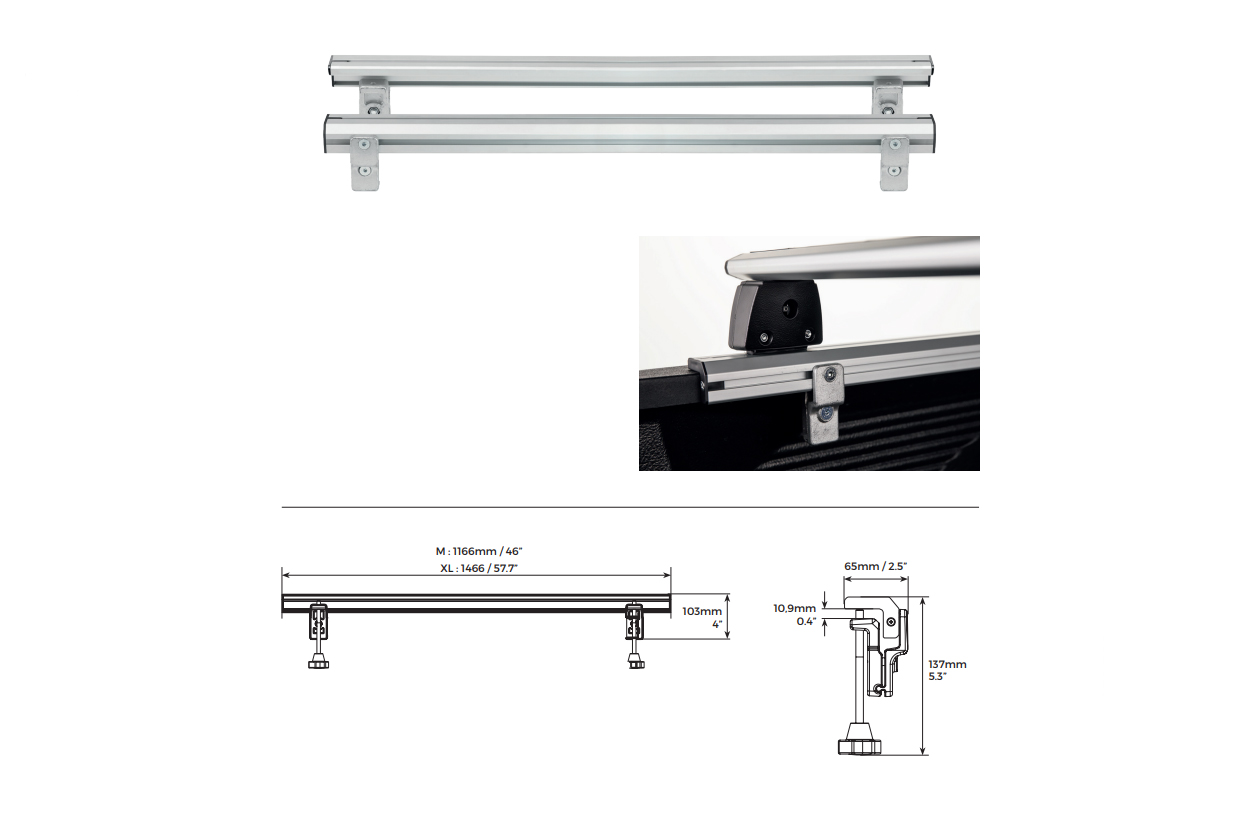 Εικόνα 4 από 4 — ΒΑΣΕΙΣ ΣΤΗΡΙΞΗΣ ΑΛΟΥΜΙΝΙΟΥ TBR FIXING PROFILE KIT M 116,6 cm ΣΕ ΑΣΗΜΙ ΧΡΩΜΑ ΜΕ ΥΠΟΔΟΧΕΣ T-SYSTEM ΓΙΑ ΜΠΑΡΕΣ TBR ΚΑΡΟΤΣΑΣ ΣΕ PICKUP ΚΑΙ ΑΓΡΟΤΙΚΑ ΟΧΗΜΑΤΑ MENABO – 2 ΤΕΜ.