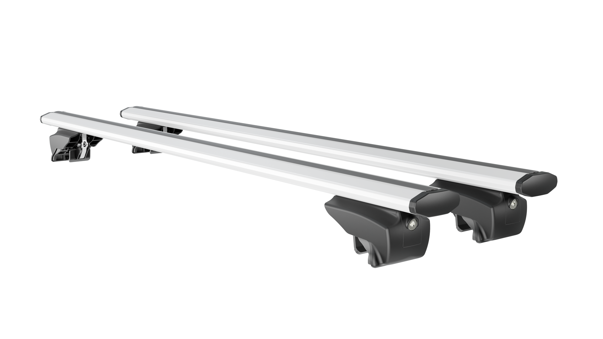 Εικόνα 1 από 5 — MENABO ΜΠΑΡΕΣ ΟΡΟΦΗΣ ΑΛΟΥΜΙΝΙΟΥ BLADE L SILVER 127 cm ΜΕ ΑΚΡΑ GAMMA FLAT ΓΙΑ EVO Evo 7 5 doors 2024> ΜΕ FLUSH RAILS – 2 ΤΕΜ. (14070/MB)