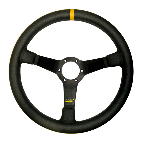 Εικόνα 2 από 3 — ΤΙΜΟΝΙ MIRAGE CORSA 350mm ΒΑΘΟΣ 75mm ΔΕΡΜΑΤΙΝΟ ΜΑΥΡΟ LUISI