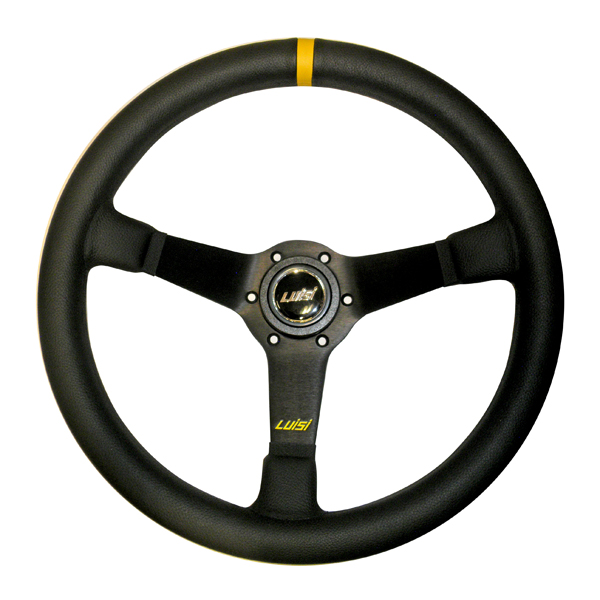 Εικόνα 1 από 3 — ΤΙΜΟΝΙ MIRAGE CORSA 350mm ΒΑΘΟΣ 75mm ΔΕΡΜΑΤΙΝΟ ΜΑΥΡΟ LUISI