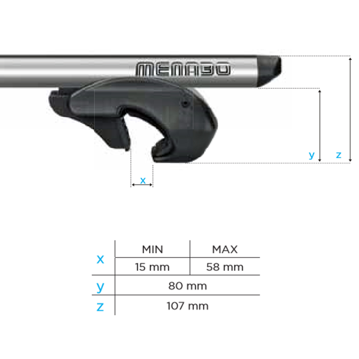 Εικόνα 14 από 14 — ΜΠΑΡΕΣ ΟΡΟΦΗΣ ΑΛΟΥΜΙΝΙΟΥ DOZER XXL 150 cm ΣΕ ΑΣΗΜΙ ΧΡΩΜΑ ΓΙΑ ΟΡΟΦΗ ΜΕ RAISED RAILS MENABO – 2 ΤΕΜ.