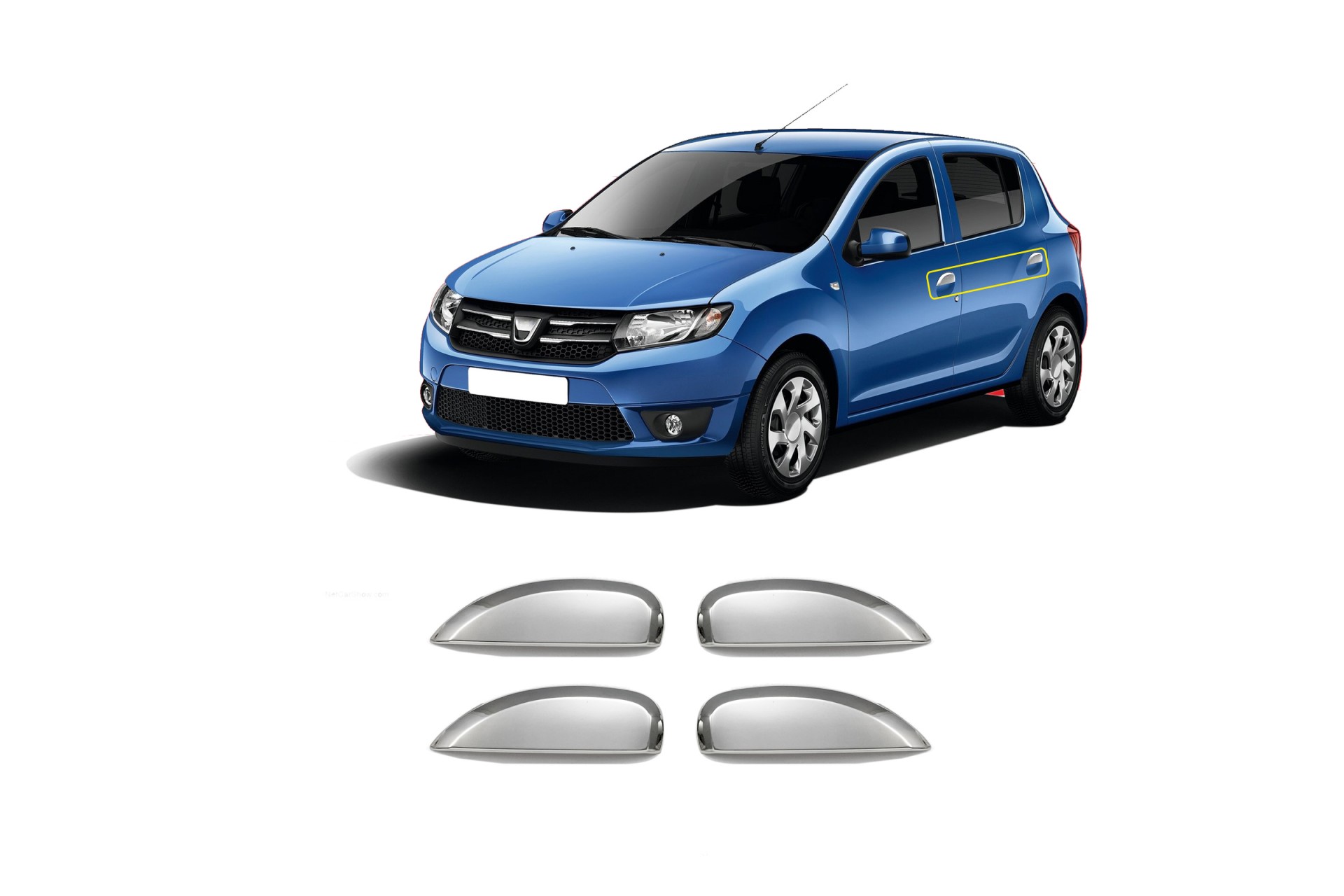 Εικόνα 1 από 1 — ΧΕΡΟΥΛΙΑ ΠΟΡΤΑΣ ΓΙΑ DACIA SANDERO 2 4D 2013+  ΧΡΩΜΙΟ ΜΕΤΑΛΛΙΚΑ 4ΤΕΜ