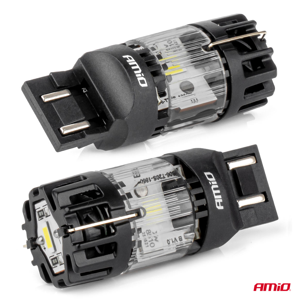 Εικόνα 3 από 4 — Amio – LED CSP T20D W21/5W 7443 Καρφωτό 12V 66W 4800lm 6500K Full CANBUS για Στοπ & Θέσης Ισχυρό Φως – 1 Τεμ. (04687/AM)
