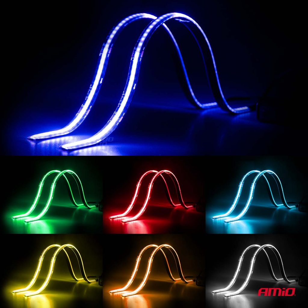 Εικόνα 3 από 10 — Amio – Ταινία LED RGB 12V 2x30cm Flexible με Τηλεχειριστήριο για Πολύχρωμο Εσωτερικό Φωτισμό & Easy Control – Σετ 2 Τεμ. (04579/AM)