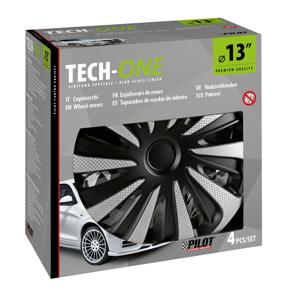 Εικόνα 2 από 2 — Lampa – Σετ Τάσια Αυτοκινήτου 13’’ Kojin Carbon TECH-ONE από υλικό ABS Ασημί / Μαύρο – 4 TEM (L3147.7)