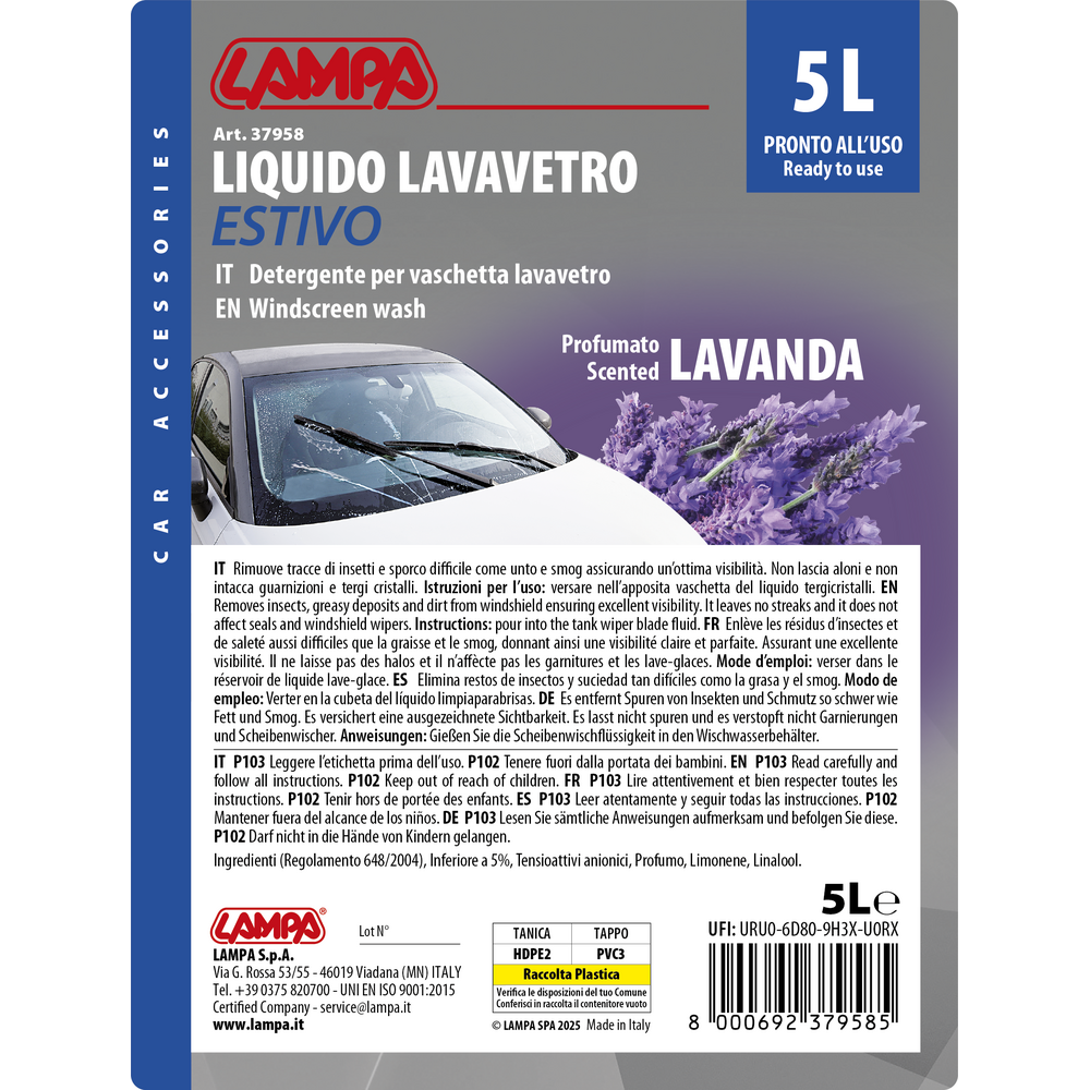 Εικόνα 2 από 2 — Lampa – Υγρό Υαλοκαθαριστήρων Summer Screen Wash άρωμα Λεβάντα διάσταση 5000ml – 1 τεμ. (L3795.8)