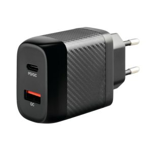 ΦΟΡΤΙΣΤΗΣ ΚΙΝΗΤΟΥ ΜΕ ΟΙΚΙΑΚΗ ΠΡΙΖΑ 100/230V ΚΑΙ 2 ΘΥΡΕΣ USB A+C 20W HOME POWER ULTRA FAST CHARGER