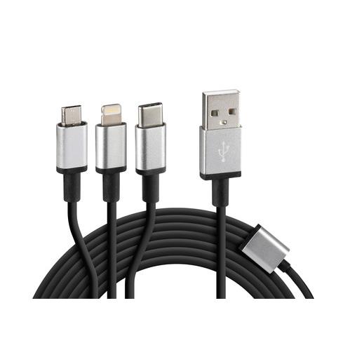 Εικόνα 1 από 4 — ΚΑΛΩΔΙΟ USB ΦΟΡΤΙΣΗΣ CERBERO 100 cm (3 ΑΝΤΑΠΤΟΡΕΣ TYPE C/APPLE/MICRO USB – 8 PIN) SILVER LINE