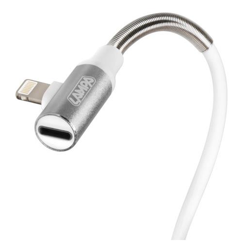 Εικόνα 3 από 3 — ΚΑΛΩΔΙΟ USB ΦΟΡΤΙΣΗΣ ΚΑΙ ΑΝΤΑΠΤΟΡΑΣ ΑΚΟΥΣΤΙΚΩΝ APPLE (8 PIN) 90 ΜΟΙΡΩΝ IRON SILVER LINE (200 cm)
