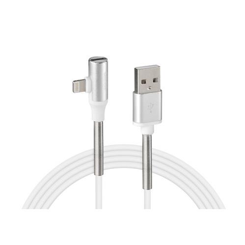 Εικόνα 1 από 3 — ΚΑΛΩΔΙΟ USB ΦΟΡΤΙΣΗΣ ΚΑΙ ΑΝΤΑΠΤΟΡΑΣ ΑΚΟΥΣΤΙΚΩΝ APPLE (8 PIN) 90 ΜΟΙΡΩΝ IRON SILVER LINE (200 cm)