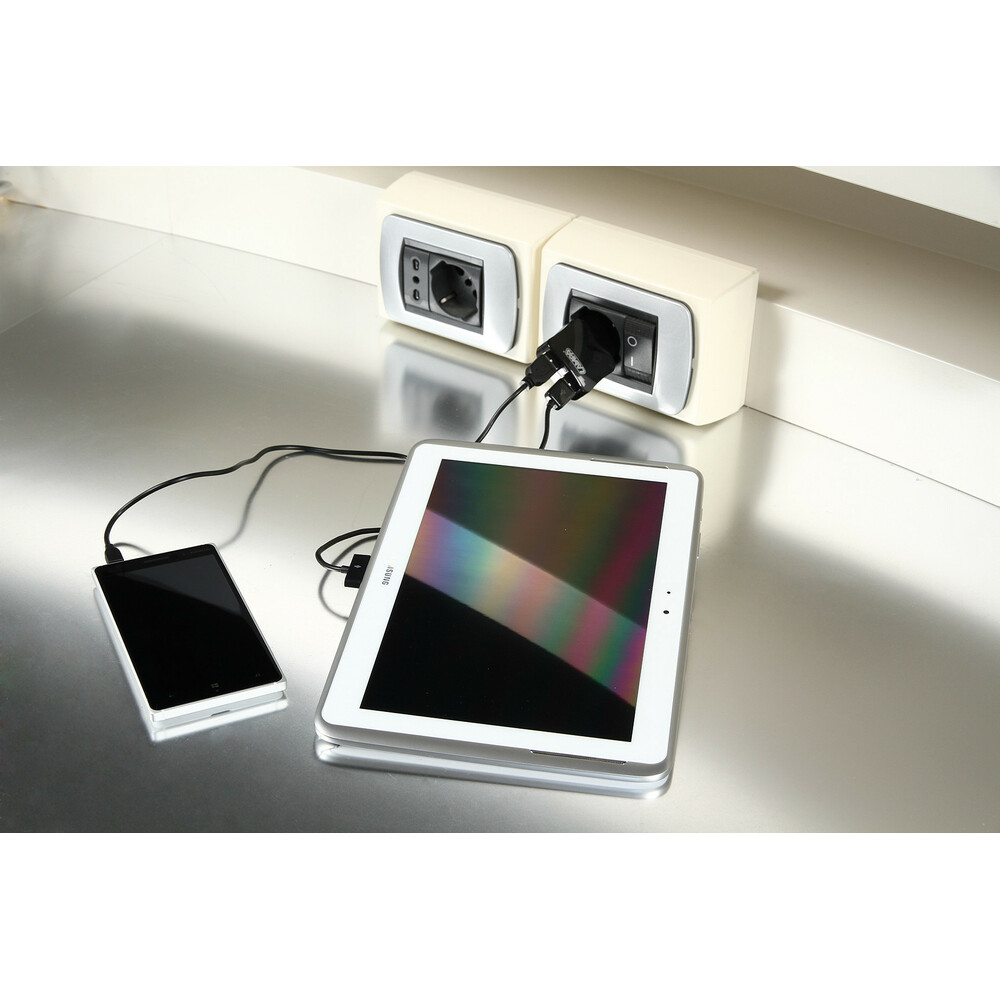 Εικόνα 2 από 4 — Lampa – Φορτιστής Πρίζας 220V σε 2 USB 5V 2.4A για Κινητά Smartphones Tablet Universal – 1 Τεμ. (L3894.9/T)
