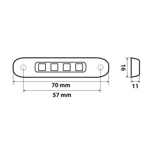 Εικόνα 2 από 4 — ΦΩΣ ΟΓΚΟΥ ΦΟΡΤΗΓΟΥ 4LED ΚΟΚΚΙΝΟ 12/24V 70x16x11mm ΑΔΙΑΒΡΟΧΟ 1ΤΕΜ.