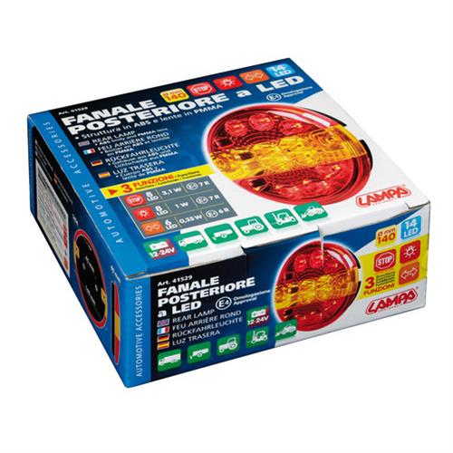 Εικόνα 6 από 7 — ΦΩΣ ΦΟΡΤΗΓΟΥ ΠΙΣΩ 12/24V 14LED ΚΟΚΚΙΝΟ/ΠΟΡΤΟΚΑΛΙ 3 ΧΡΗΣΕΩΝ ΣΤΡΟΓΓΥΛΟ 140mm 1ΤΕΜ.