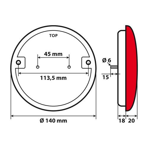 Εικόνα 5 από 7 — ΦΩΣ ΦΟΡΤΗΓΟΥ ΠΙΣΩ 12/24V 14LED ΚΟΚΚΙΝΟ/ΠΟΡΤΟΚΑΛΙ 3 ΧΡΗΣΕΩΝ ΣΤΡΟΓΓΥΛΟ 140mm 1ΤΕΜ.