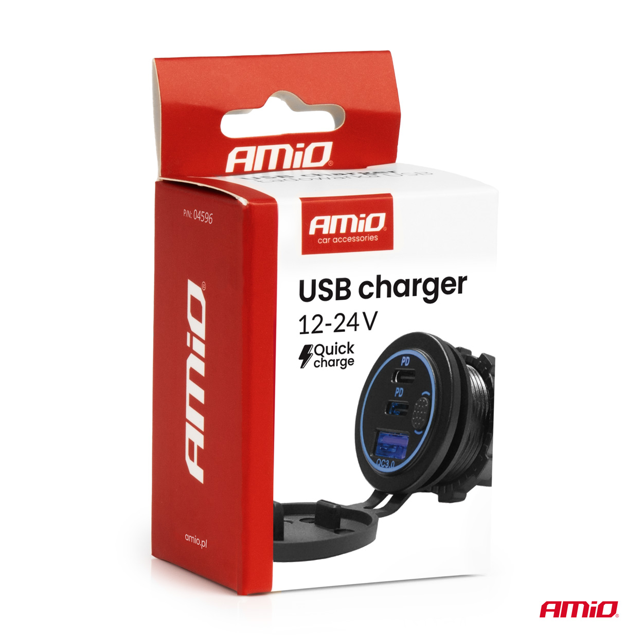 Εικόνα 5 από 5 — Amio – Φορτιστής Αναπτήρα 12/24V 2xUSB-C + USB QC3.0 για Ταχεία Φόρτιση & Ασφαλή Χρήση με LED – 1 Τεμ. (04596/AM)