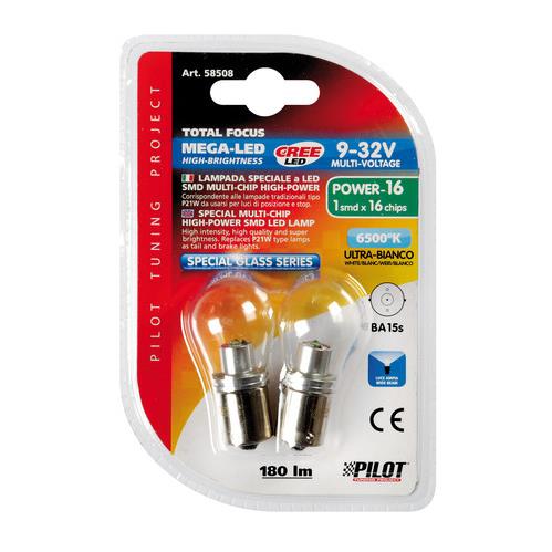 Εικόνα 2 από 3 — P21W 9-32V BA15s CREE MEGA-LED16 180lm ΔΙΑΘΛΑΣΗΣ ΛΕΥΚΟ (ΜΟΝΟΠΟΛΙΚΟ) BLISTER 2ΤΕΜ.