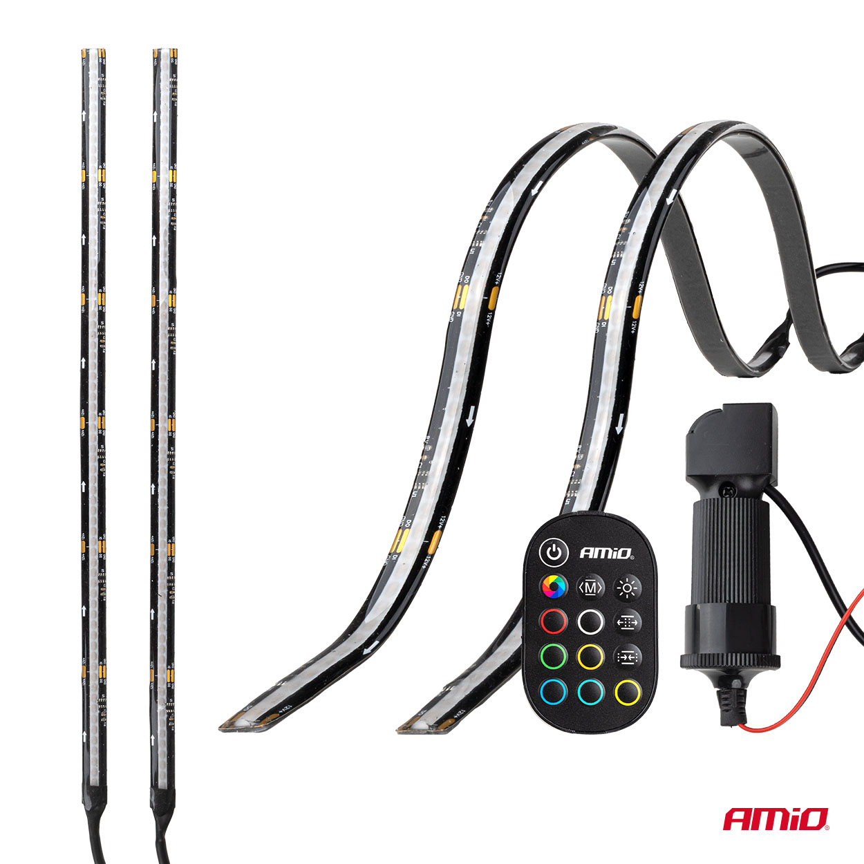 Εικόνα 6 από 10 — Amio – Ταινία LED RGB 12V 2x30cm Flexible με Τηλεχειριστήριο για Πολύχρωμο Εσωτερικό Φωτισμό & Easy Control – Σετ 2 Τεμ. (04579/AM)