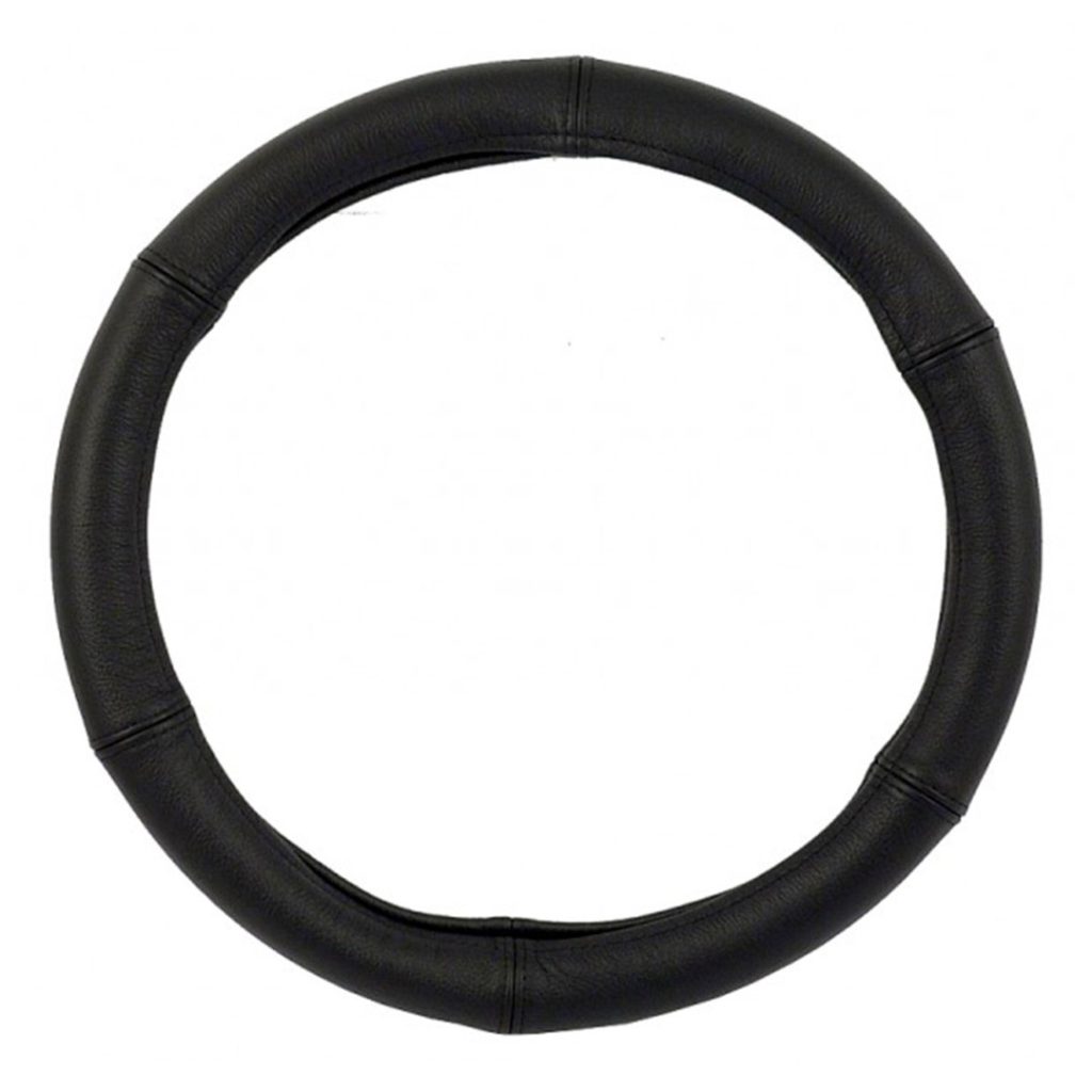 Εικόνα 1 από 3 — CarCommerce – ΡΑΦΤΟ ΚΑΛΥΜΜΑ ΤΙΜΟΝΙΟΥ STANDARD 39-41 cm (ΜΑΥΡΟ/ΜΑΥΡΕΣ ΡΑΦΕΣ/ΔΕΡΜΑΤΙΝΗ) – 1 τεμ. (61381-CC)
