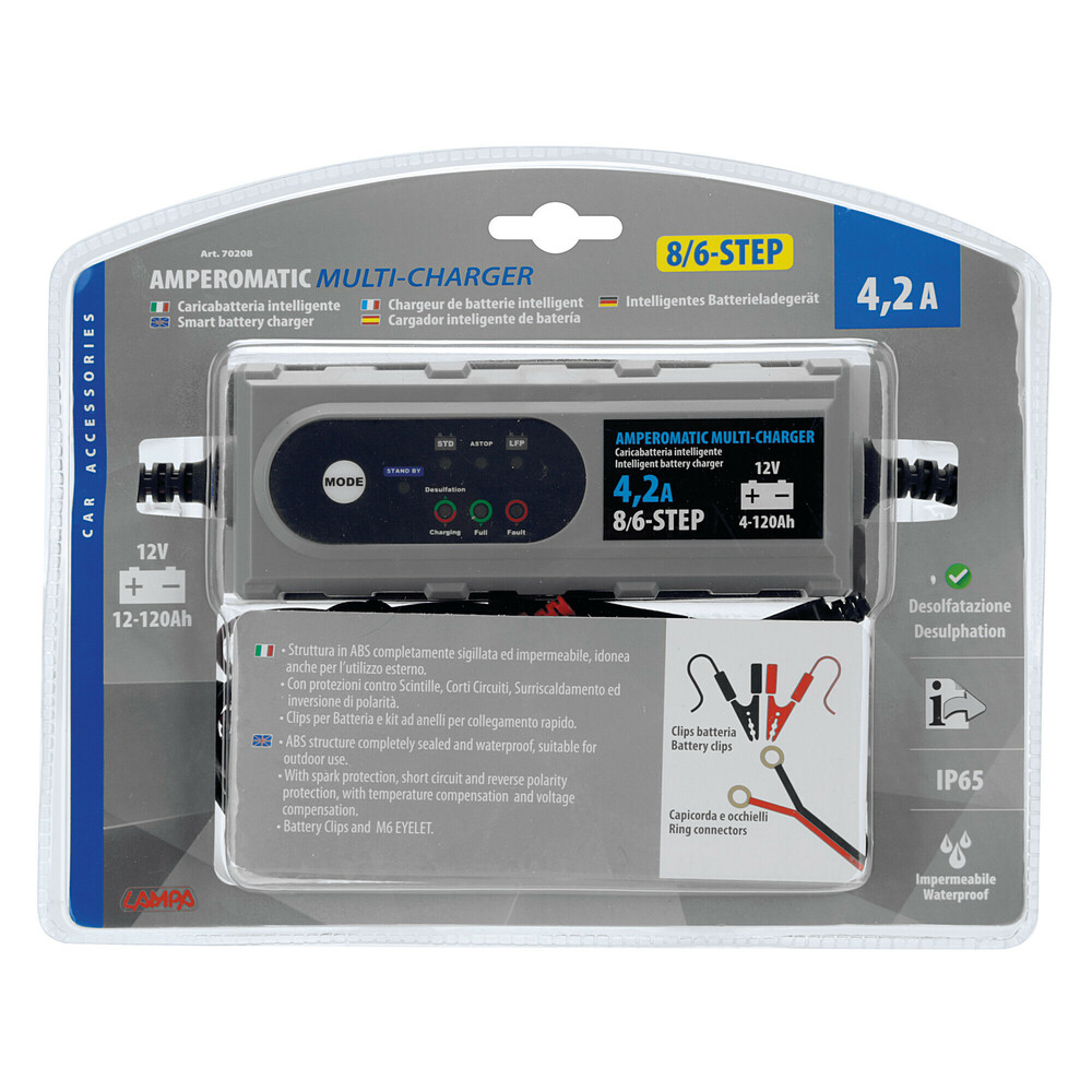 Εικόνα 4 από 4 — ΦΟΡΤΙΣΤΗΣ ΜΠΑΤΑΡΙΑΣ AMPEROMATIC MULTI-CHARGER 12V 4,2A 4>120Ah STD-SMF-EFB-AGM-START & STOP
