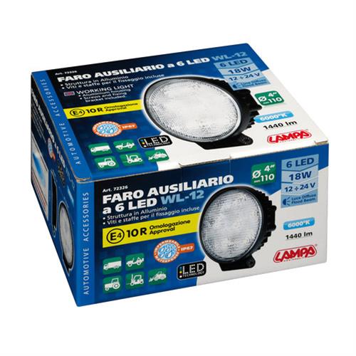Εικόνα 4 από 4 — ΠΡΟΒΟΛΕΑΣ ΕΡΓΑΣΙΑΣ  WL-12 18W 1440LM 12/24V ΜΕ 6 LED ΔΙΑΘΛΑΣΗΣ 6.000K (137 x 116 x 47mm) ΣΤΡΟΓΓΥΛΟΣ -1ΤΕΜ.