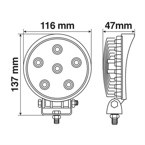 Εικόνα 3 από 4 — ΠΡΟΒΟΛΕΑΣ ΕΡΓΑΣΙΑΣ  WL-12 18W 1440LM 12/24V ΜΕ 6 LED ΔΙΑΘΛΑΣΗΣ 6.000K (137 x 116 x 47mm) ΣΤΡΟΓΓΥΛΟΣ -1ΤΕΜ.