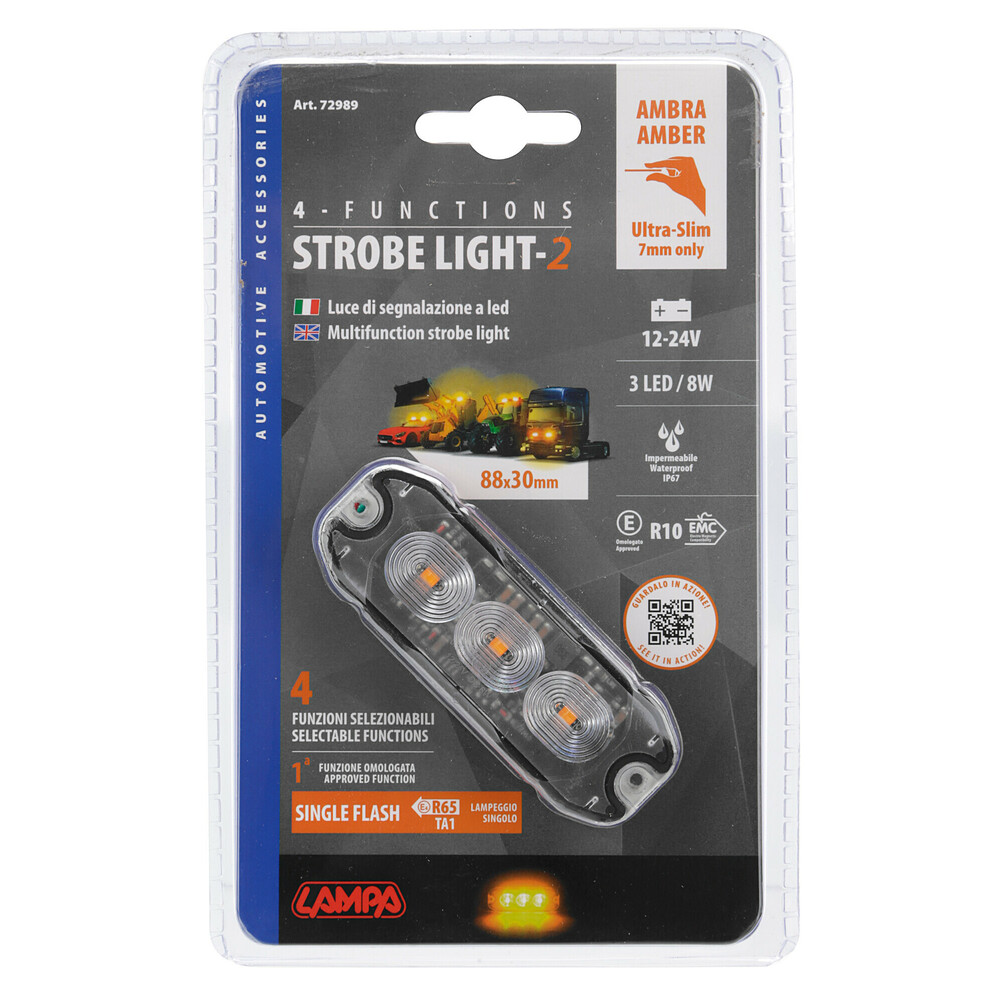Εικόνα 4 από 4 — ΣΤΡΟΜΠΟ ΠΟΡΤΟΚΑΛΙ 12/24V 3 LED 4 ΧΡΗΣΕΩΝ ΑΔΙΑΒΡΟΧΟ IP67 (ΠΑΧΟΣ: 7mm) 88x30mm  LAMPA – 1 TEM.
