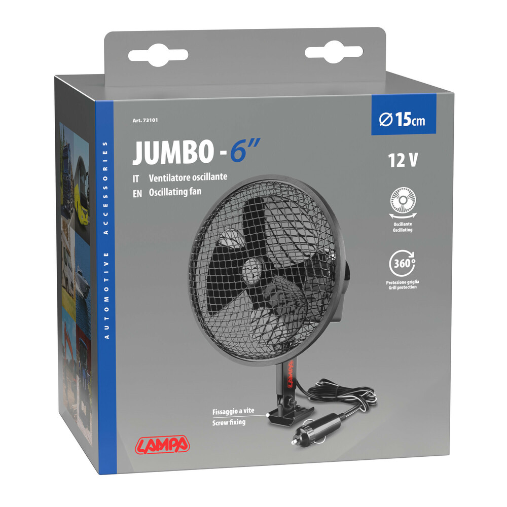 Εικόνα 2 από 2 — Lampa – Ανεμιστήρας Jumbo 12V 12W με Διάμετρο 15 cm Μεταλλικός με Περιστροφική Λειτουργία και Φις Αναπτήρα – 1 Τεμ. (L7310.1)