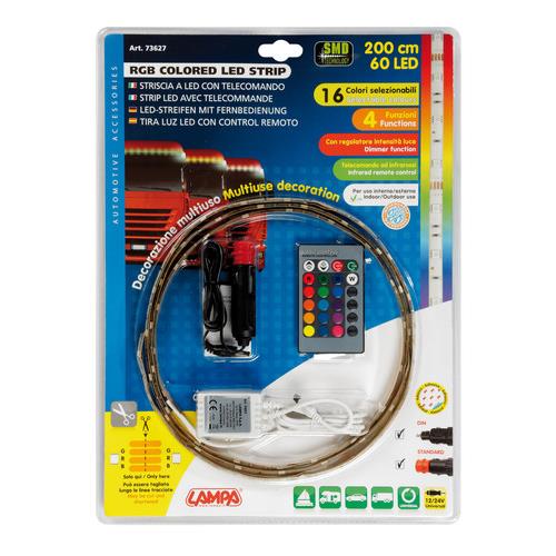 Εικόνα 5 από 10 — ΤΑΙΝΙΑ 60LED 12/24V RGB MULTICOLOR 200cm ΜΕ ΦΙΣ ΑΝΑΠΤΗΡΑ ΚΑΙ ΤΗΛΕΧΕΙΡΙΣΜΟ 16 ΧΡΩΜΑΤΩΝ  ΚΑΙ 3 ΧΡΗΣΕΩΝ