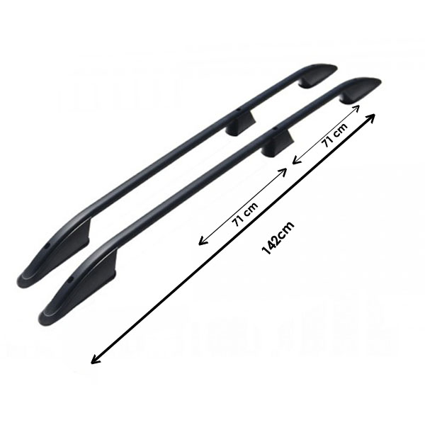 Εικόνα 2 από 2 — ΜΠΑΡΕΣ ΟΡΟΦΗΣ ΓΙΑ FORD TRANSIT CONNECT / TOURNEO CONNECT / VW CADDY 2021+ ΠΑΡΑΛΛΗΛΕΣ L1 ΑΛΟΥΜΙΝΙΟΥ ΜΑΥΡΕΣ 142cm ΟMTEC – 2 TEM.