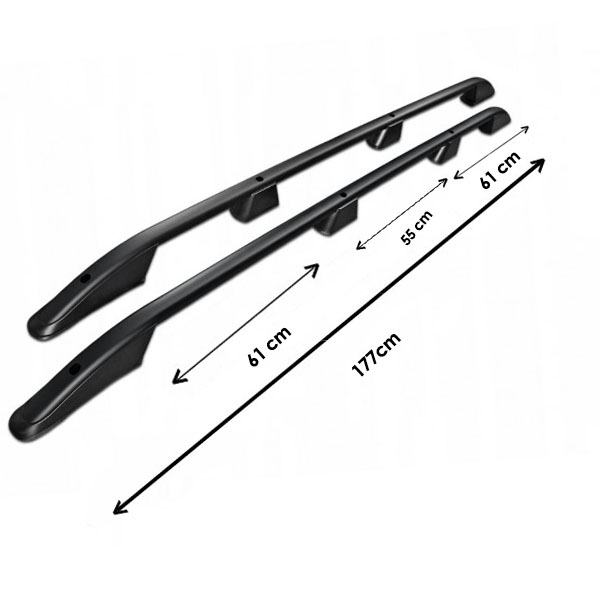Εικόνα 2 από 2 — ΜΠΑΡΕΣ ΟΡΟΦΗΣ ΓΙΑ FORD TRANSIT CONNECT / TOURNEO CONNECT / VW CADDY 2021+  ΠΑΡΑΛΛΗΛΕΣ L1 ΑΛΟΥΜΙΝΙΟΥ ΜΑΥΡΕΣ ΟMTEC – 2 TEMΑΧΙΑ