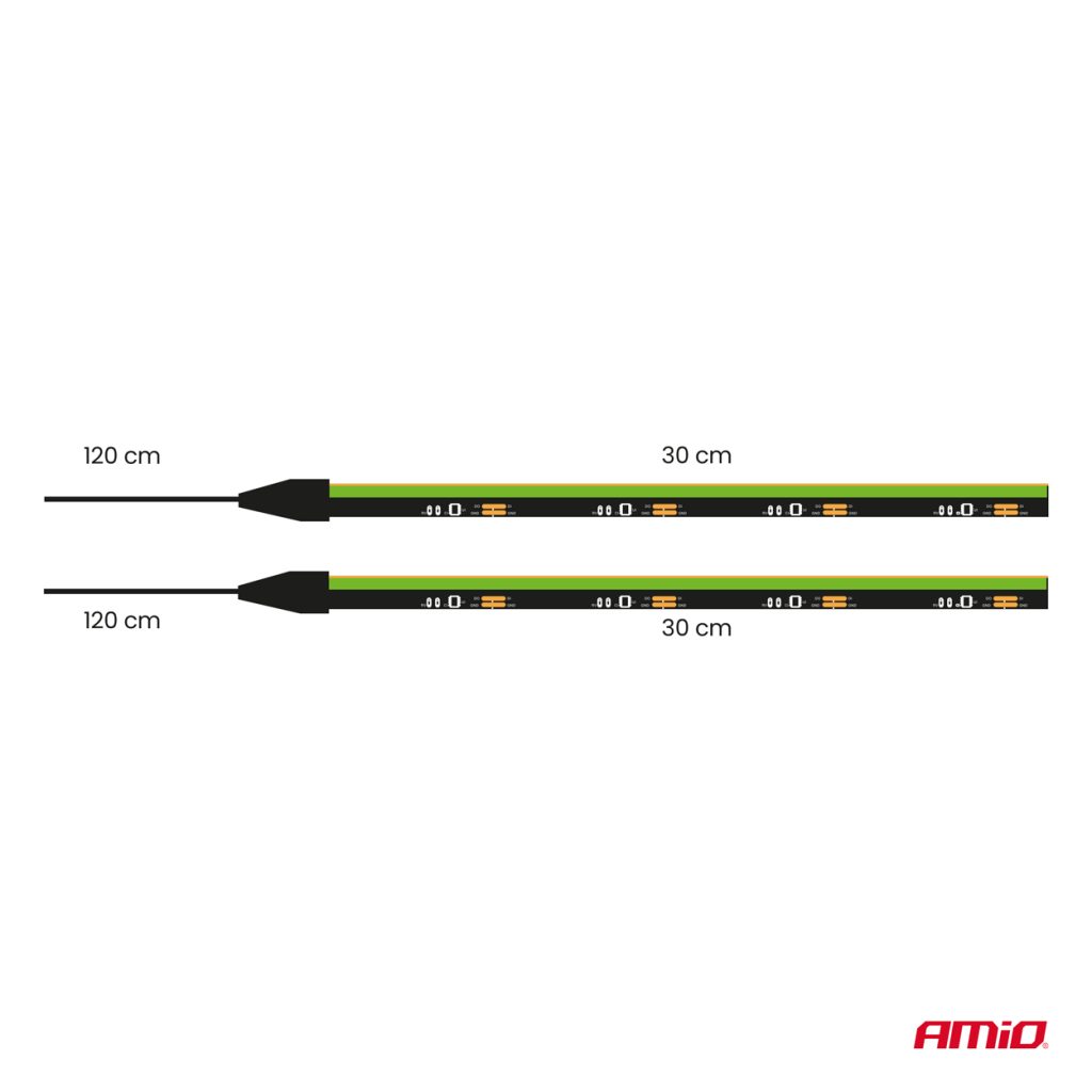Εικόνα 8 από 9 — Amio – Ταινία LED COB 12V Πράσινη 2x30cm Flexible Πλαϊνού Φωτισμού για Σήμανση & Εντυπωσιακό Φως – Σετ 2 Τεμ. (04577/AM)