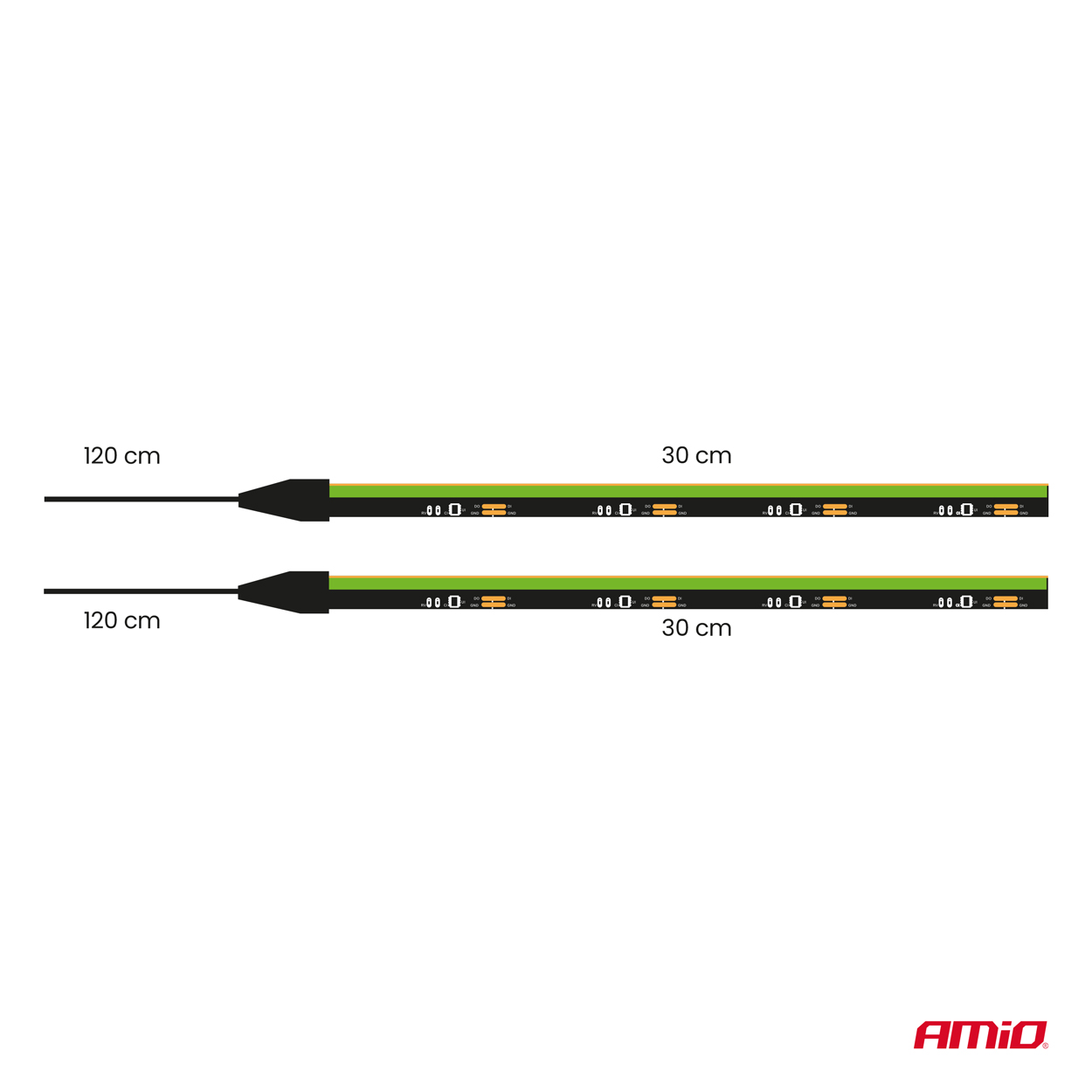 Εικόνα 8 από 9 — Amio – Ταινία LED COB 12V Πράσινη 2x30cm Flexible Πλαϊνού Φωτισμού για Σήμανση & Εντυπωσιακό Φως – Σετ 2 Τεμ. (04577/AM)